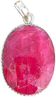 Ruby Pendant Oval Stone Pendant July Birthstone Pendant Raw Ruby Gemstone Pendant Red Stone Pendant Gemstone Jewelry Birthday Gifts Vintage Pendant July Birthday Gifts Unisex Pendant Jewelry