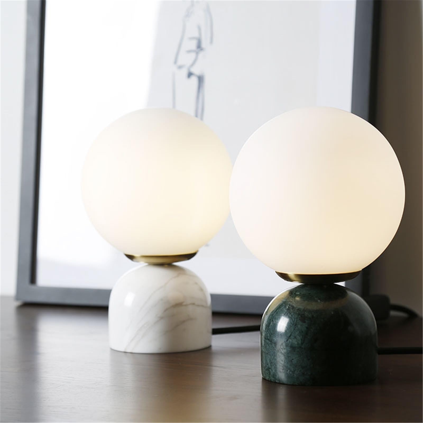 Affascinante Lampada da tavolo in marmo, decorazione for camera da letto, comodino e studio Arredamento per la casa(Nero)