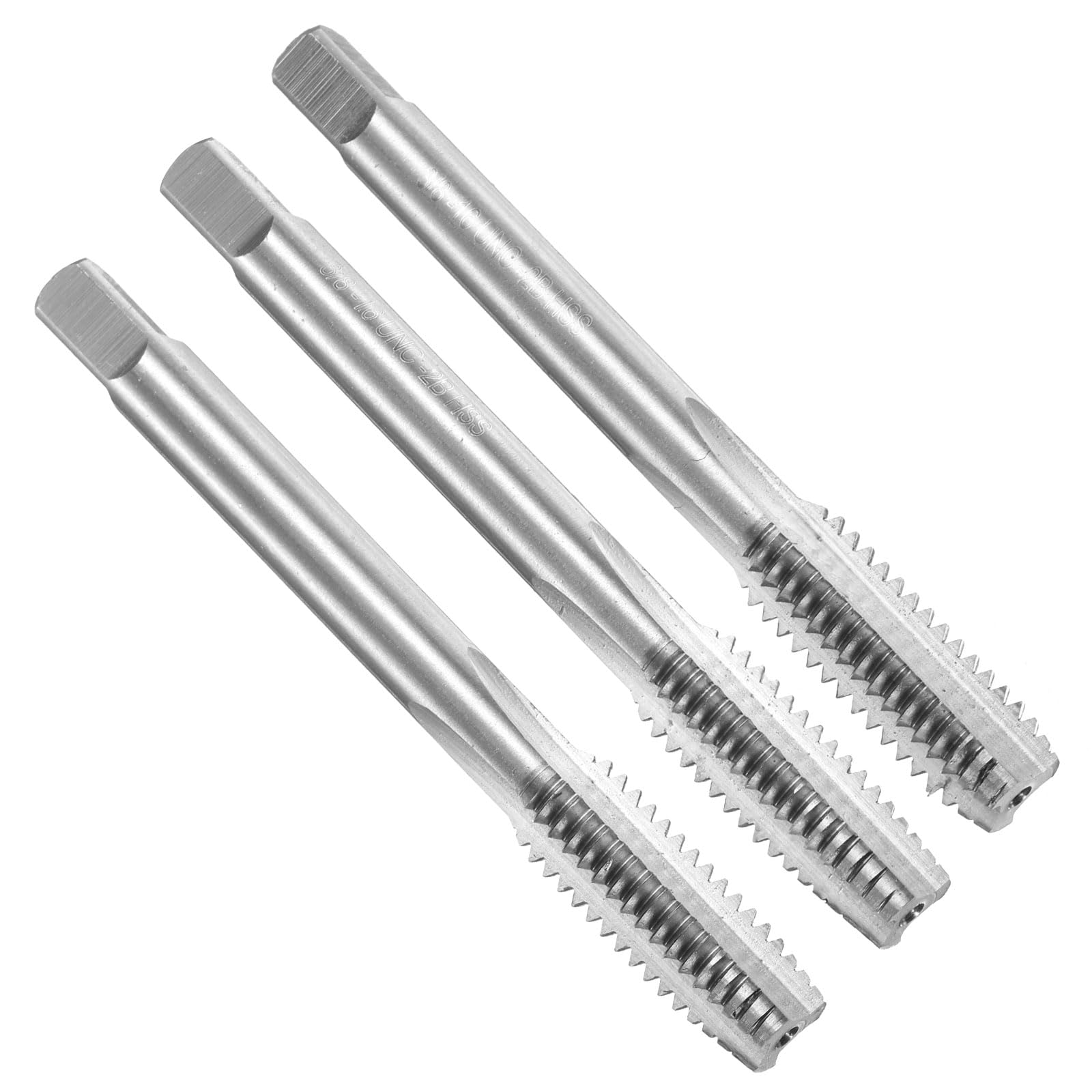 Juego de 3 machos de roscar manuales, 3/8"-16 UNC, Cono/Rosca Inferior, Acero para Herramientas de aleación 9CrSi.