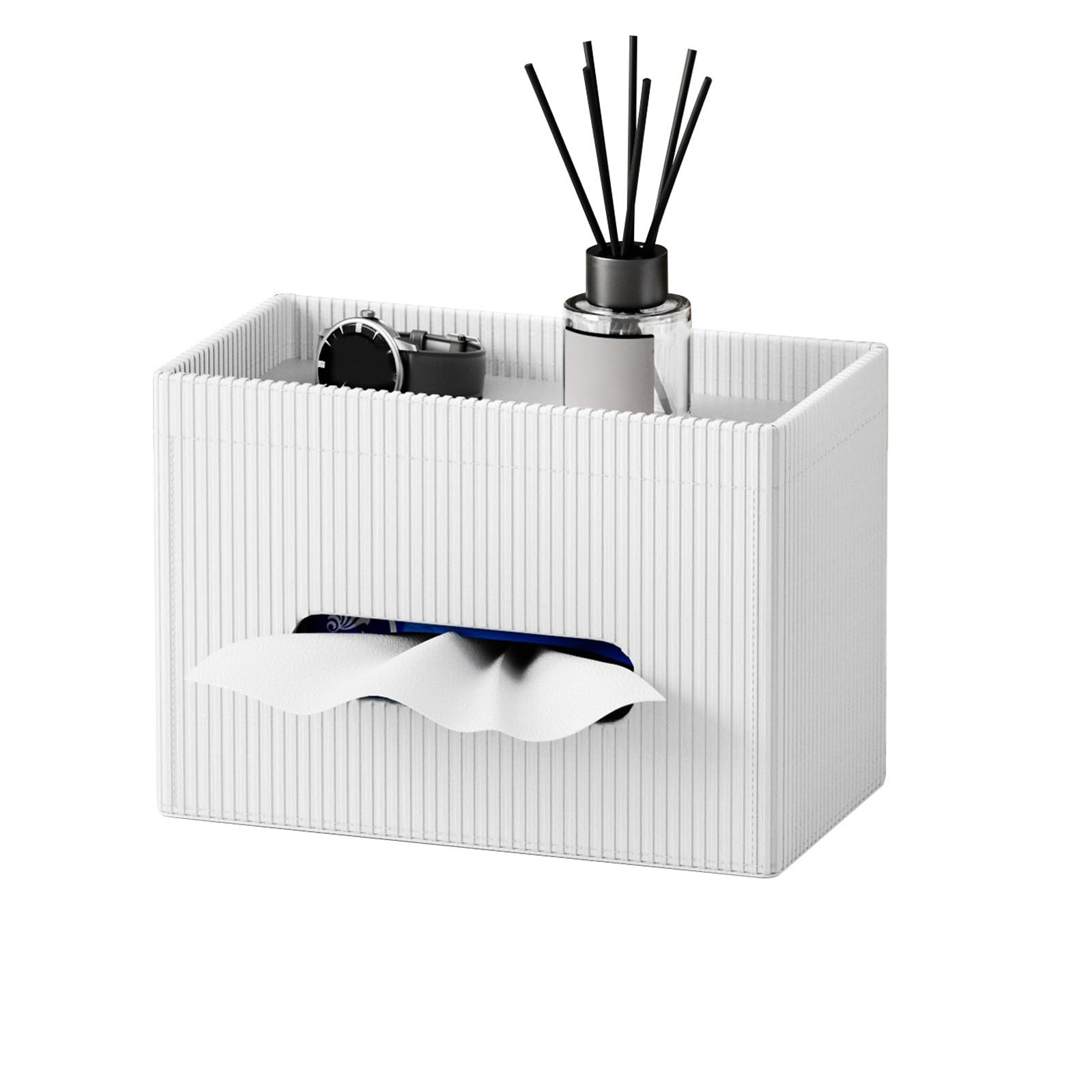 Qusinfc Sophisticated Rectangular PU Leather Tissue Holder with Spacious Capacity for Household and Commercial Use Rectangular Tissue Holder