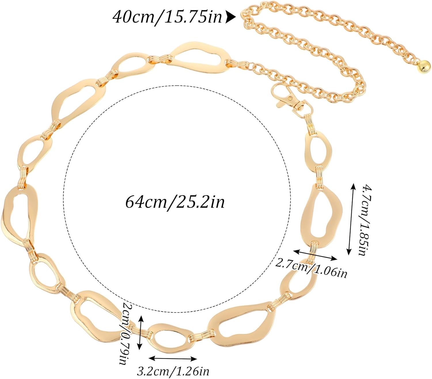Gold Waist Chain Belt Metal Link Chain Belts for Women Ladies Fashion Chunky Thick Gold Waist Belt Adjustable Body Link Belts for Dresses Jeans - Image 2