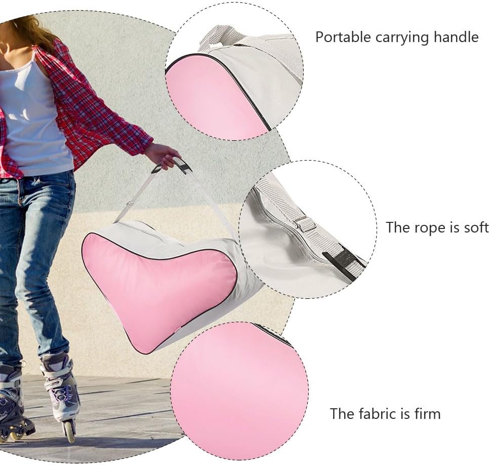 Toddmomy Ice Skate Bag 16.92 Inch Roller Skates Tote with Adjustable Shoulder Strap Lightweight Durable Storage for Women Girls