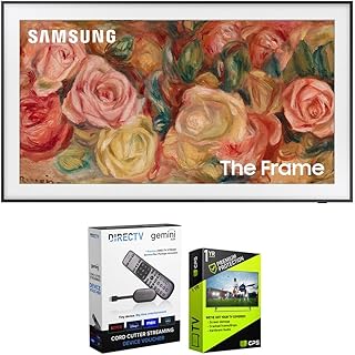 Samsung QN65LS03DA 65 inch The Frame QLED 4K Smart TV (2024 Model) Bundle with Redeemable DIRECTV Gemini Air Streaming Device and 1 YR CPS Enhanced Protection Pack
