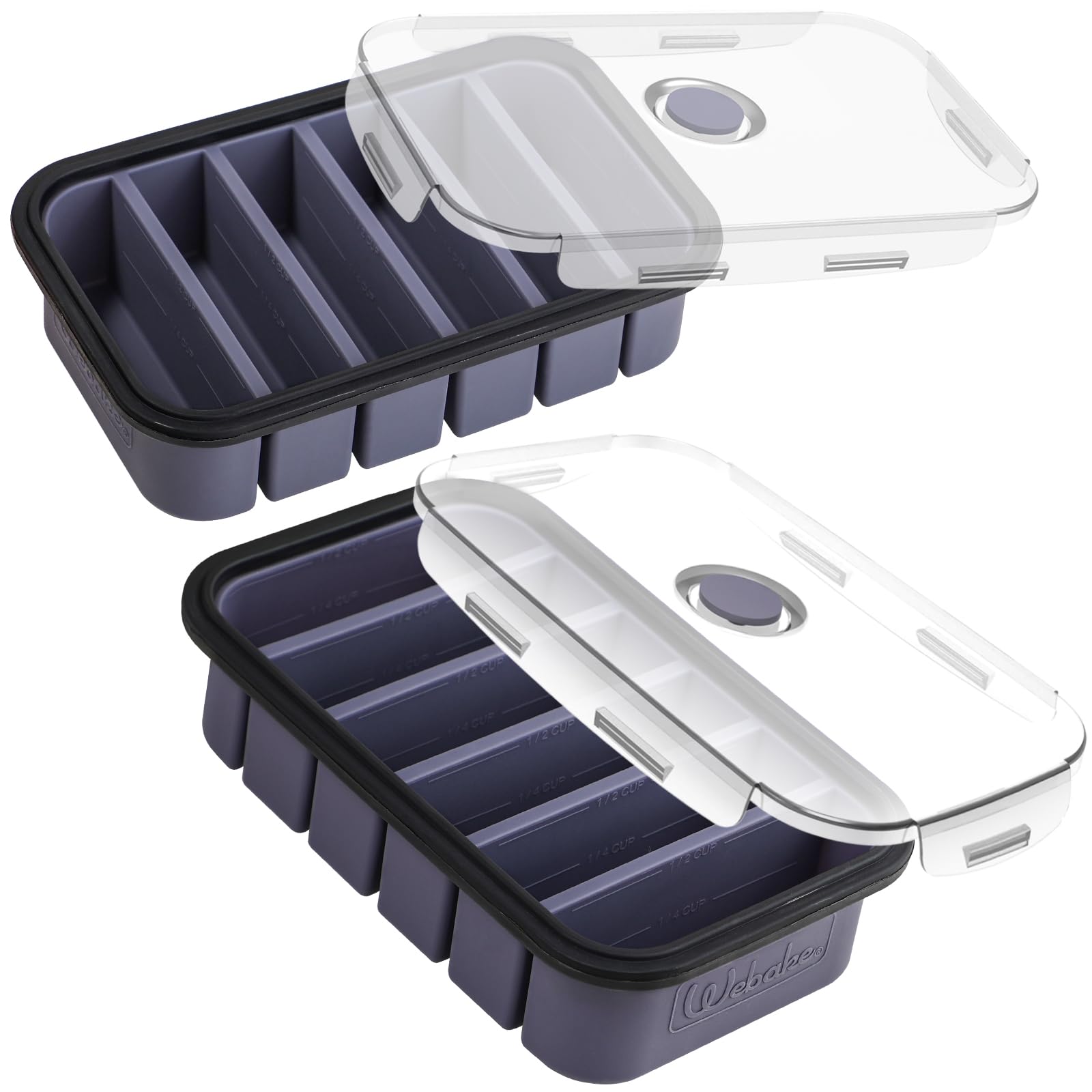 Tazze In Silicone Per Congelatore Con Coperchio - Confezione 2/1 Extra Large, Contenitori Per Zuppe E Salse, Stampo Per Pasti E Alimenti Baby, 125ml E 250ml - 3