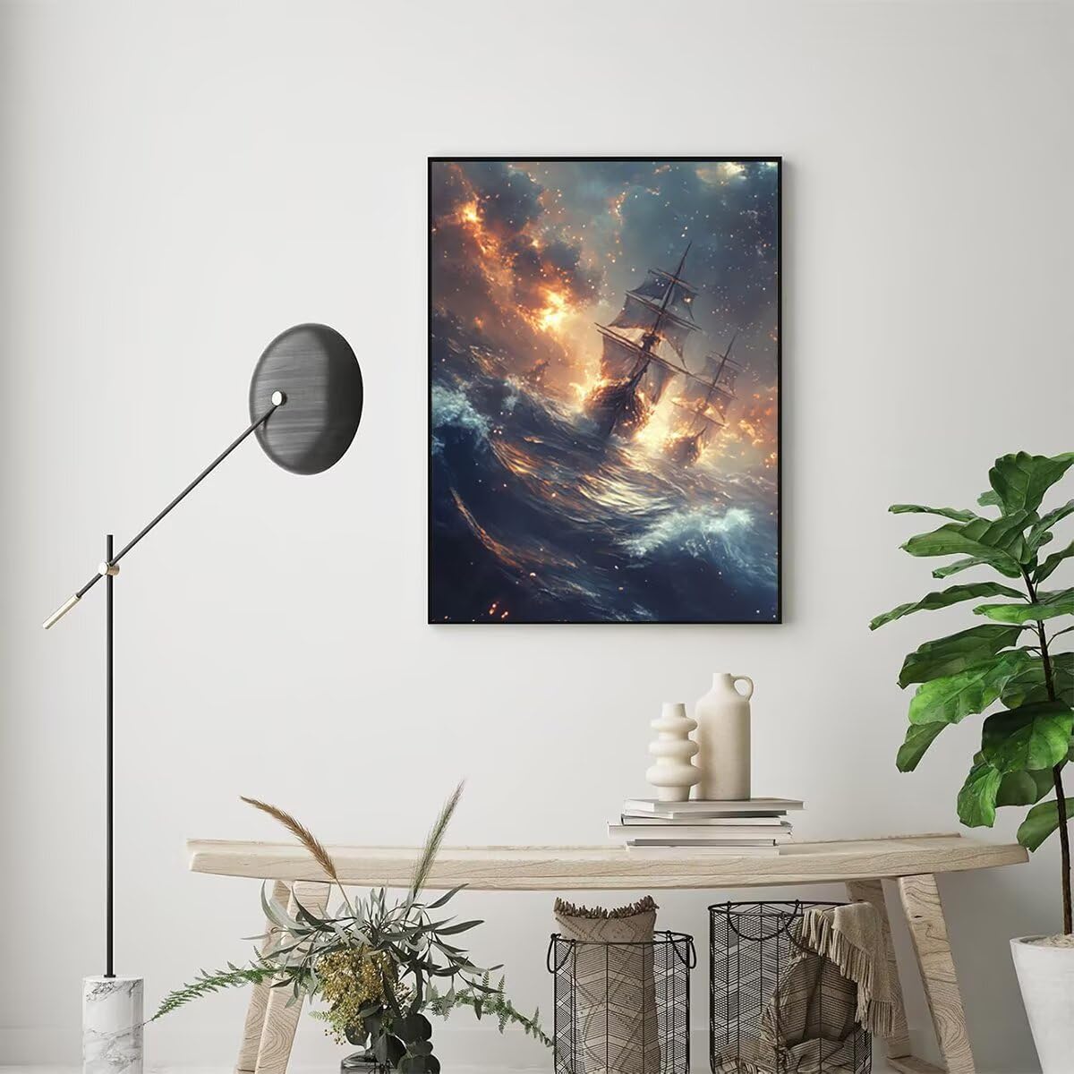 Dipingere con i Numeri Oceano, Paint by Numbers Adulti Barca, Fai da te Creativi Adulti Quadri da Dipingere Numerati Kit per Decorazione Della Parete di Casa, Regalo 100x135 cm Senza Cornice PW-A