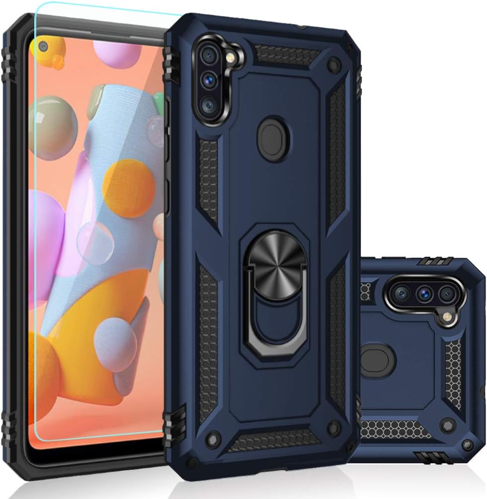 SKTGSLAMY Galaxy A11 Case,Samsung A11 Case,with Screen Protector,[Military Grade]16ft. Drop Tested Heavy Duty Cover with Magnetic Kickstand Car Mount Protective Phone Case for Samsung Galaxy A11, Blue