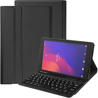 For Redmi Pad SE 8.7" 2024 Compatible Bluetooth Keyboard with Leather TPU Case Black US Layout English Keyboard/Black