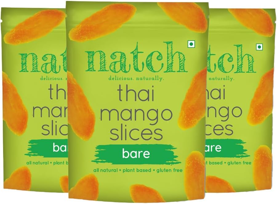 Natch Dried Thai Mango Slices, Healthy Snakcs 100% All Natural, Vegan, Gluten Free, No Artificial Preservatives, Trans Fat Free, Rich in Antioxidants, Bare Flavour, 150gm each (Pack of 3)