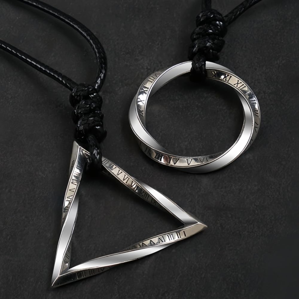 Netro Mobius Strip Collana a Sospensione con Numeri Romani per Uomini Donne Black Cord