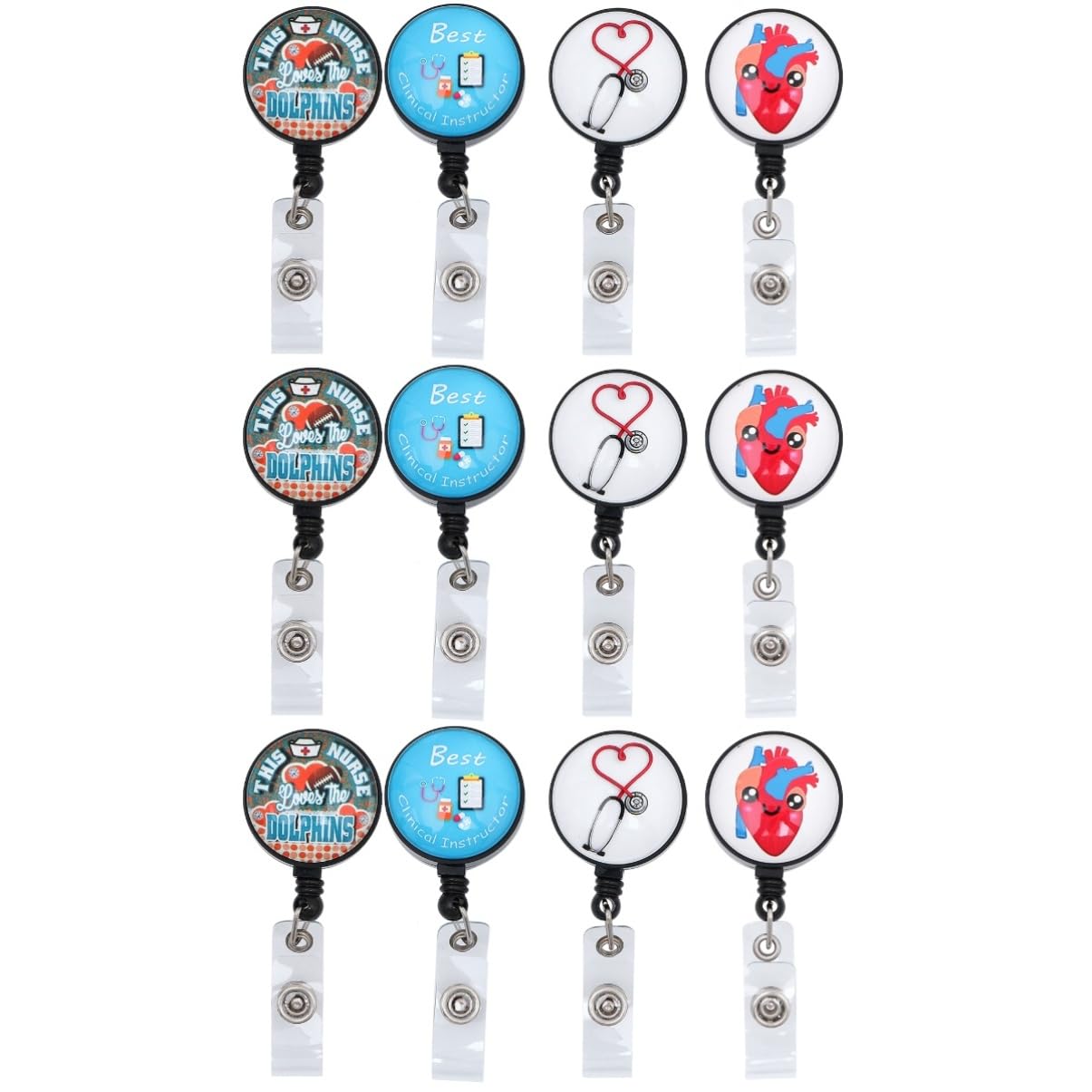 NUOBESTY 12pièces Porte-badges Rétractables Thème Hospitalier Clips Avec Pince Alligator De Clips De Badge Élargi Pour Et Médecins Design Et Pratique Pour Utilisation à Hôpital
