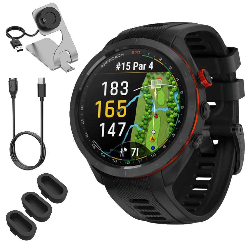 010-02746-02 Approach S70 47 mm Premium GPS Golf Watch, Black Band Bundle with Deco Essen…