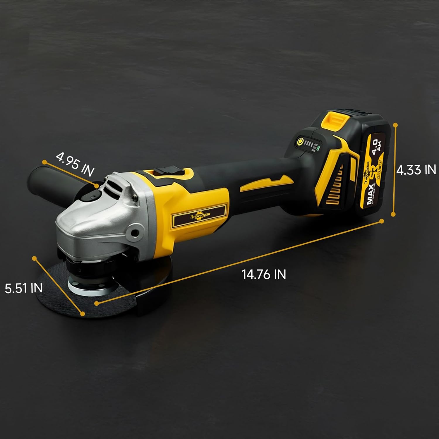 Brushless Angle Grinder Cordless, 3/8 Inch Battery Grinder Power Tools for Cutting, Grinding, Polishing and Rust Removal, 4 Variable Speed, Compatible with Makita 18V Battery - Image 9