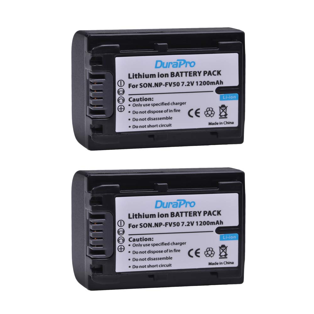 DuraPro 2Pcs 1200mAh NP-FV50 NP-FV50 Akku + LCD USB Ladegerät für Sony NP-FV30 NP-FV40 Akkus; HDR-CX150E HDR-CX170 HDR-SR68 DCR-SR20E HDR-CX190 HDR-CX130 Handycams