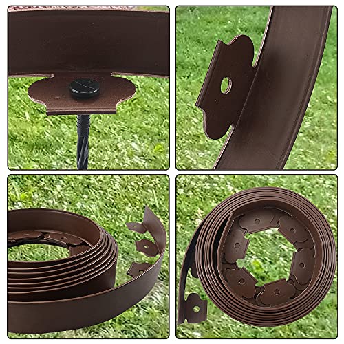 20 Ft Landscape Edging Kit, Brown Garden Edging Border With 20 Edging Stakes, Plastic Landscaping Edging Roll For Flower Bed Lawn Driveway Yard #TOP5