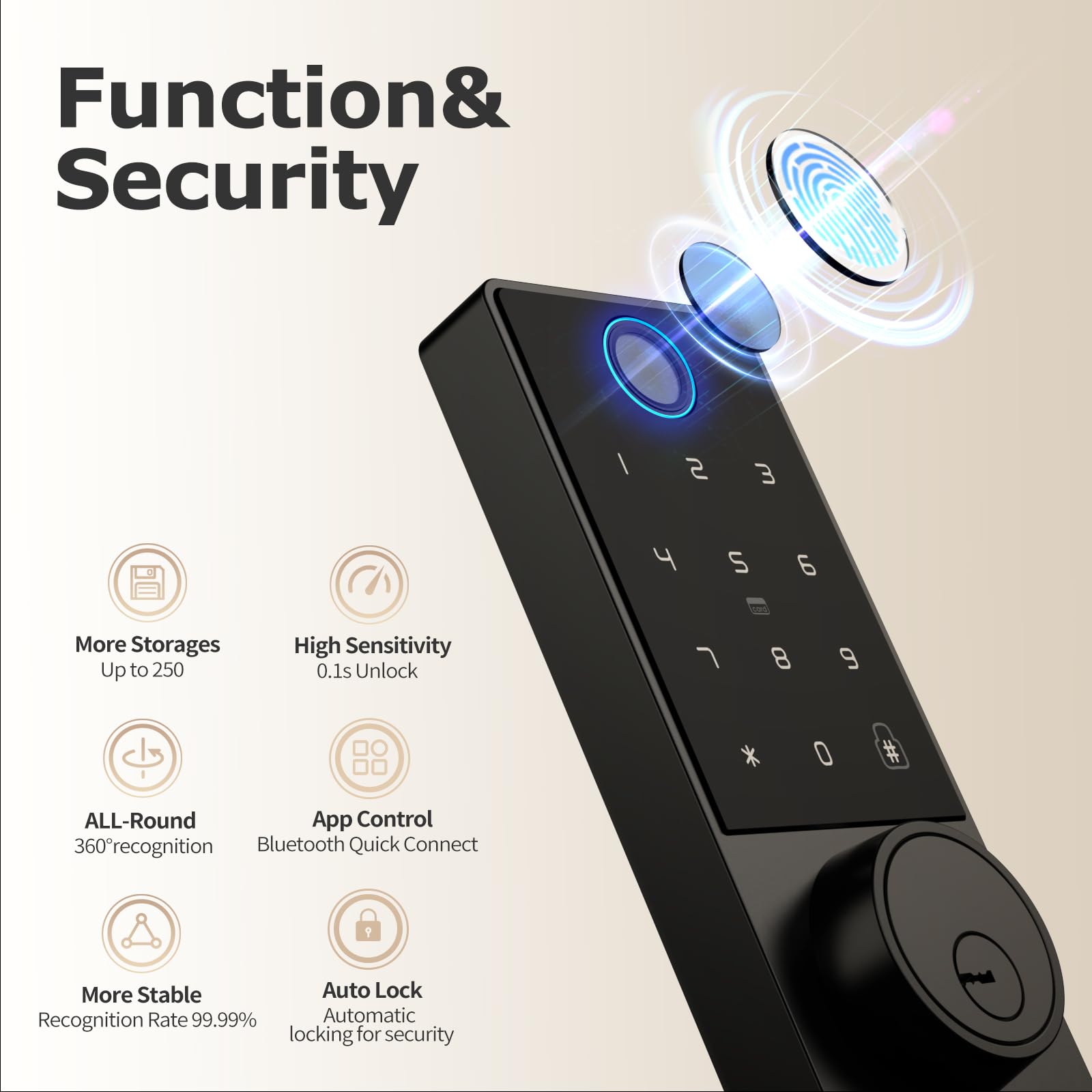 Filta Cerradura inteligente para puerta delantera, aplicación Bluetooth 5 en 1, control remoto, teclado electrónico, cerradura de puerta con llaves, cerradura de puerta de entrada sin llave de