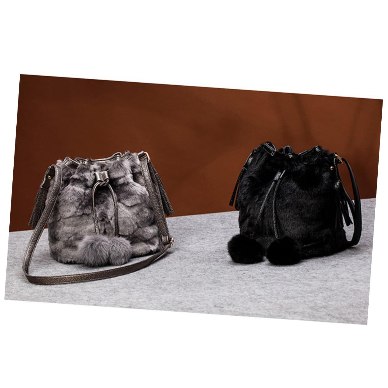 OUNONA Bolso Bombonera Mujer Negro de Poliéster Diseño de Cordón y Gran Capacidad, Bolso Bandolera Esponjoso Adecuado para Ir de Compras y Salir Estilo