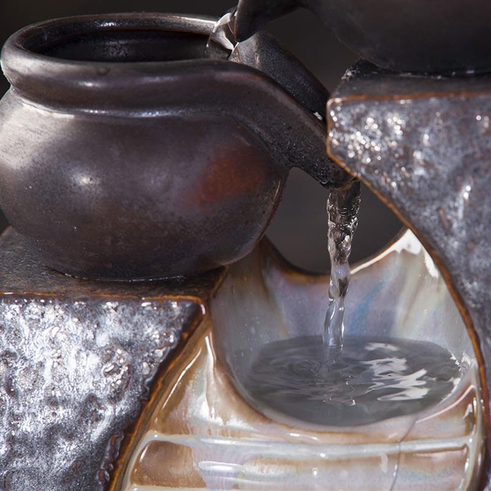 característica del Agua Fuente de Agua cerámica for Oficina, Sala Estar, Fuente silenciosa for Hacer Fortuna con Feng Shui, Adornos Escritorio