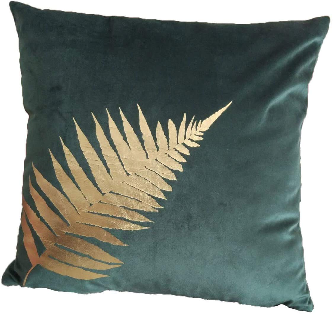 Zuodu Golden Leave Plant Leaves Cushion Cover Gold Foil Printing Velvet Pillow Case Cover Cushion Covers For Sofa Car Home Decor 45X45cm