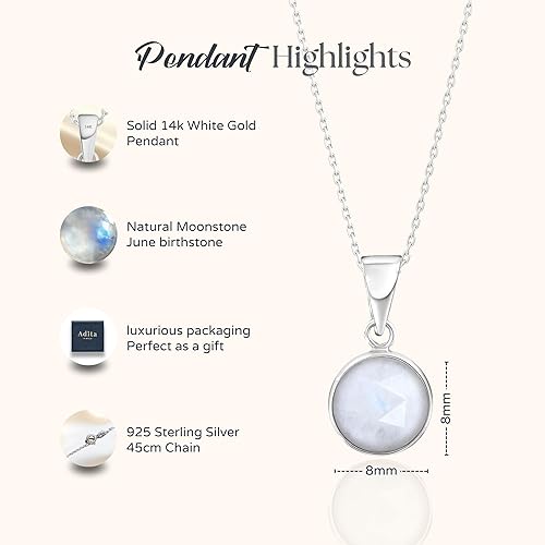 Miniatura 32 de 14K White Gold Gemstone Necklace for Women - Birthstone Jewelry - Teardrop Solid Gold Pendant for Brides WITH Sterling Silver Chain - Elegant