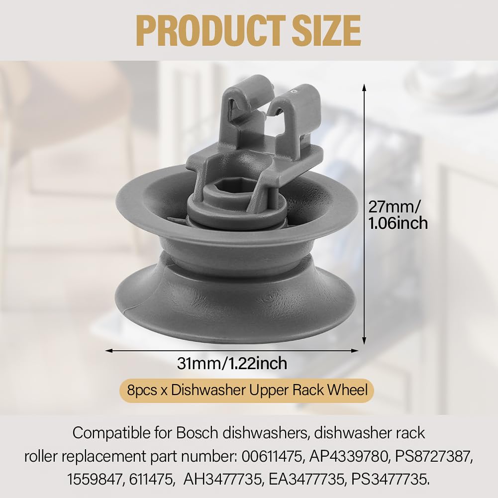 4x For LG Dishwasher Lower Rack Basket Wheel Roller Replace Spare Part Supply - Foto 8