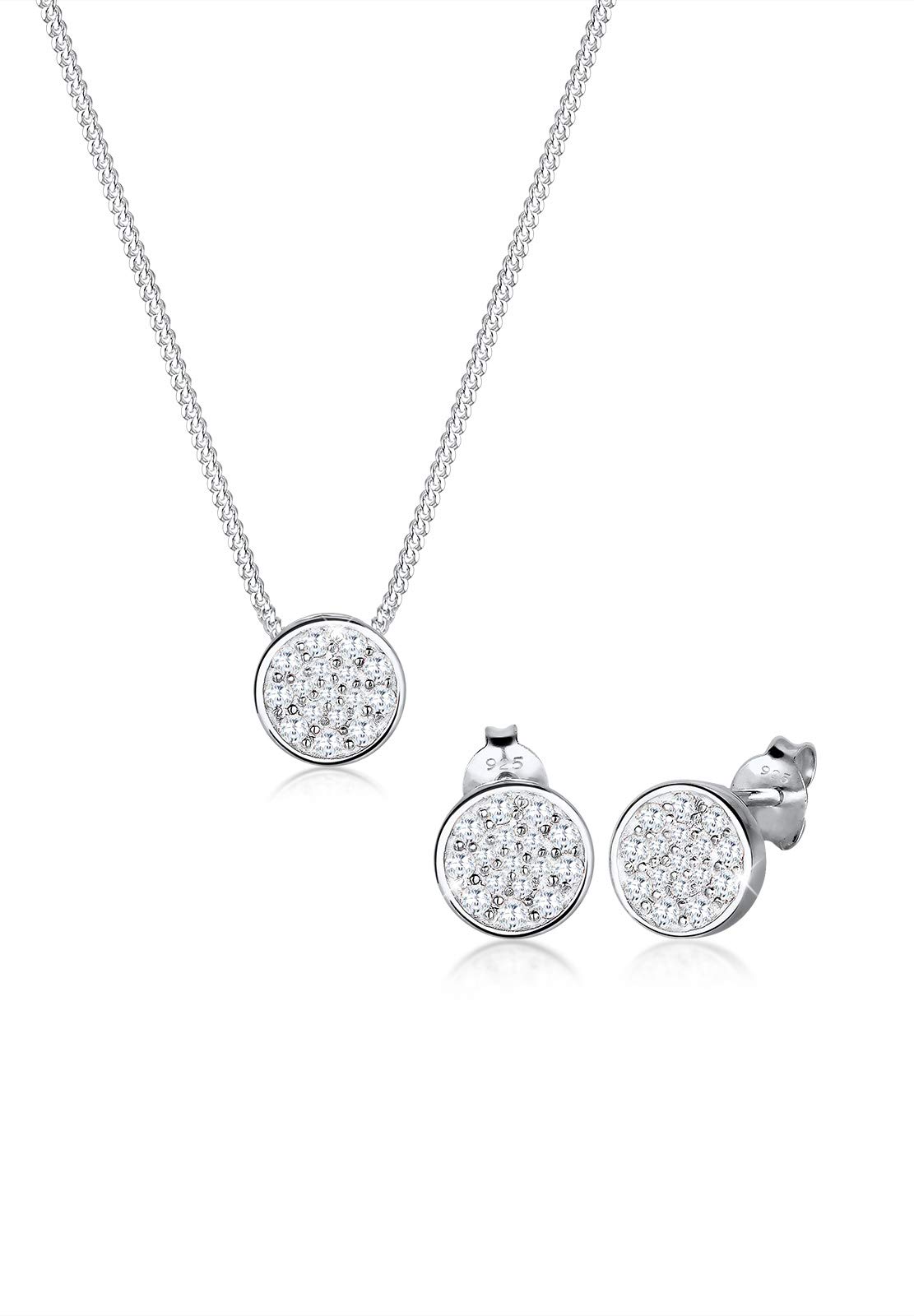 Elli Women Jewelry Set 925 Sterling Silver Zirconia Jewellery Set Length 45cm 0905581016