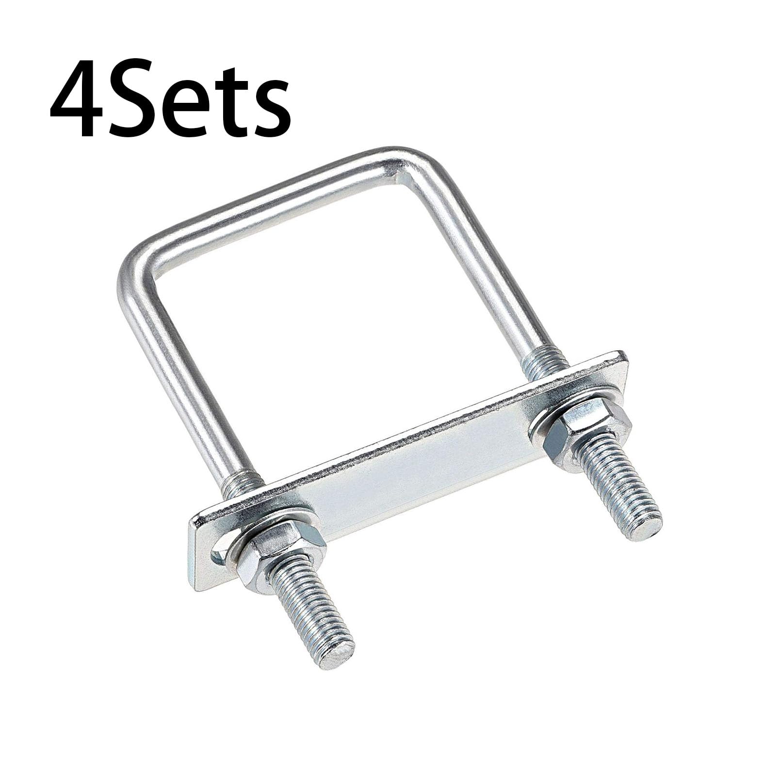 TA-VIGOR 4 sets M8 Square U-Bolts, 50mm Inner Width 100mm Length Steel U-Bolts with Nut, Plate - Image 3