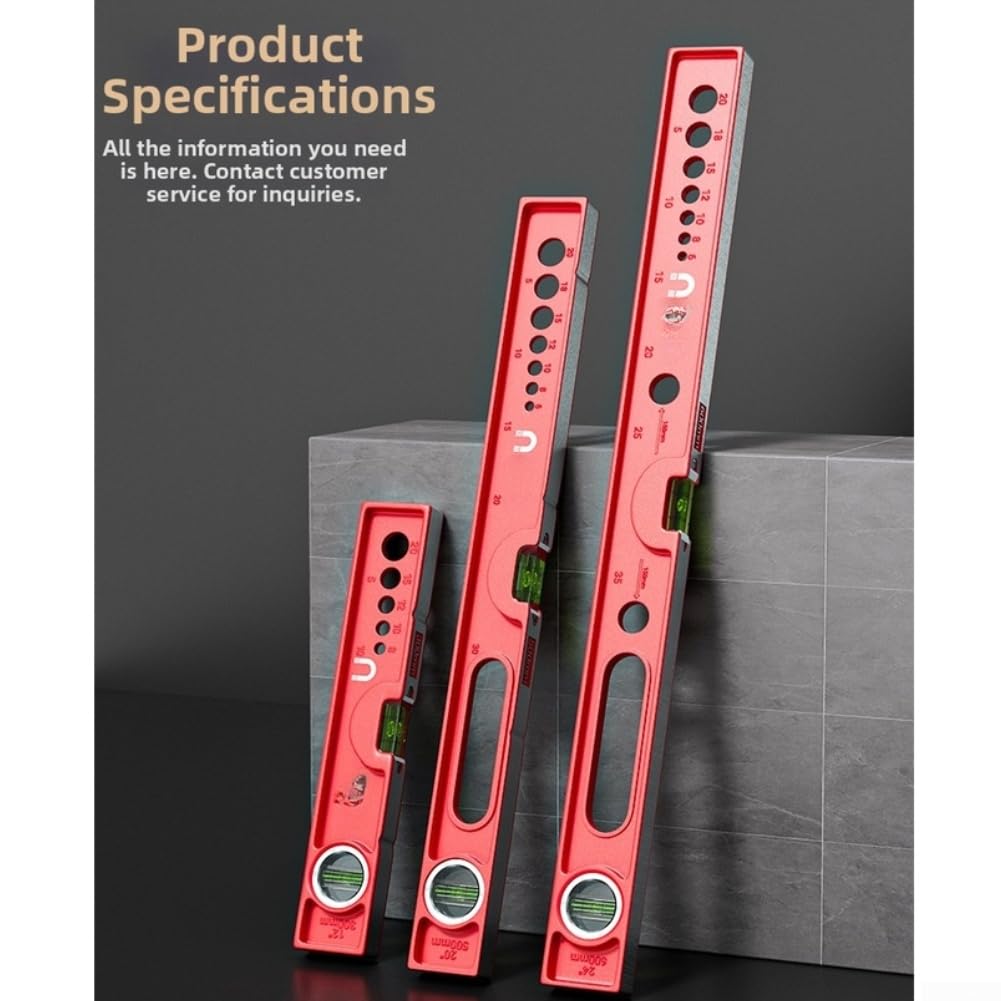 Livella magnetica in alluminio pressofuso di precisione per livella a bolla d'aria, 50 cm, con precisione di 0,5 mm, per progetti di costruzione e fai da te (600 mm)