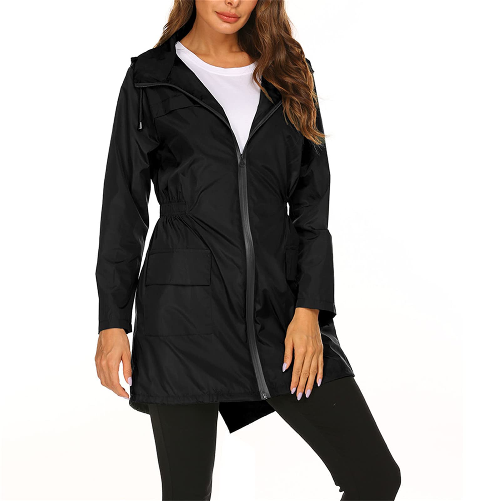 SotRong Vêtement de pluie coupe-vent, léger et pliable pour femme, capuche, pour la marche, le camping