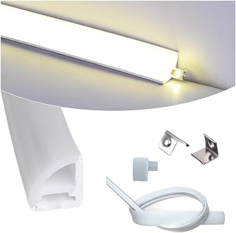 196inch Silicone LED Diffuser Channel System, 16 x 16mm V Shape Flexible Waterproof Neon Rope Strip Light Tube Cover for 5-8mm Led Strip Lights Installation for Indoor and Outdoor Decor