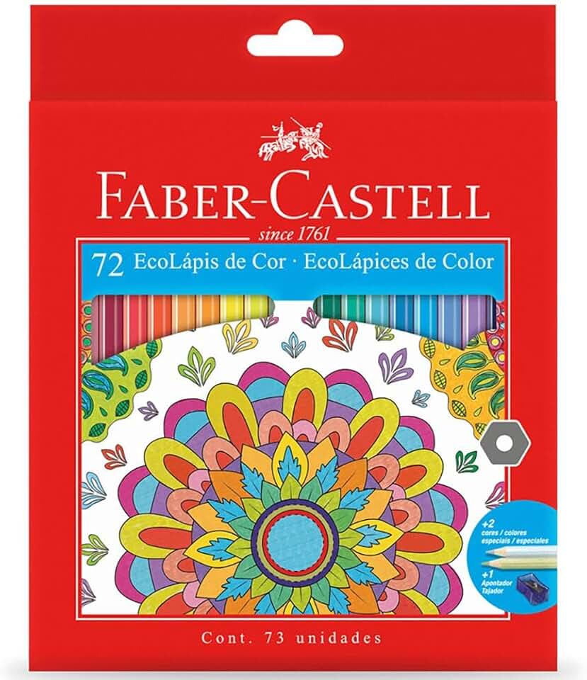 Lapis de cor, Faber-Castell, Ecolápis 72 cores,Multicor