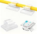 Topavatop 100pcs Adhesive Cable Clips, Cable Organizer for Cable Management, Wall Holder for Cables, Solid Clips for Wall, Desk, Car, TV, Ethernet Cable (Small, Clear)