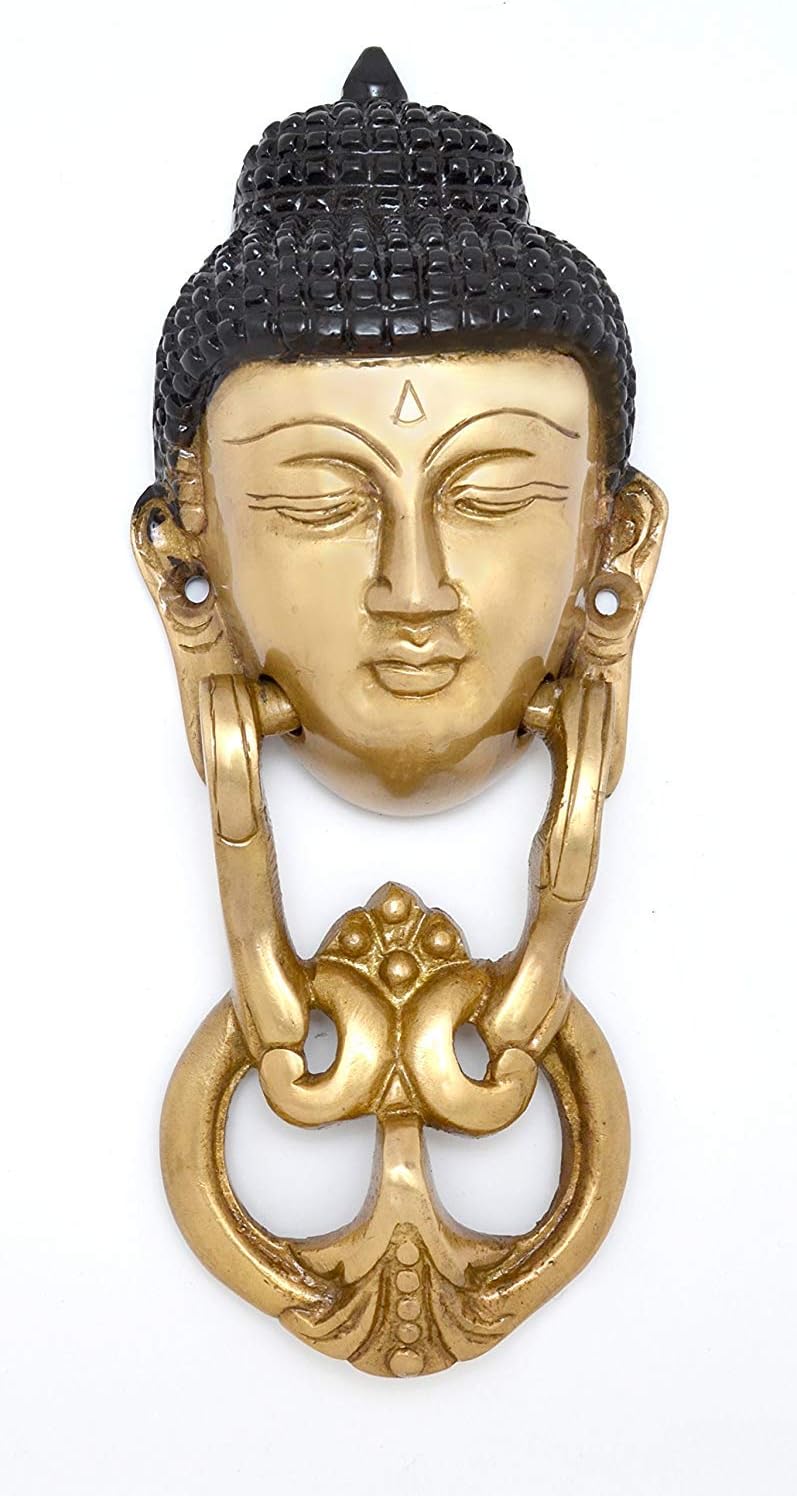 PARIJAT HANDICRAFT Door Knocker Brass Buddha Face Door Knocker