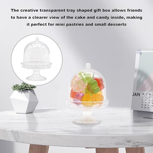 Miniatura 8 de 36 piezas de mini soporte para tartas con tapa, soporte de plástico para cupcakes, soporte transparente de exhibición de pasteles pequeños para