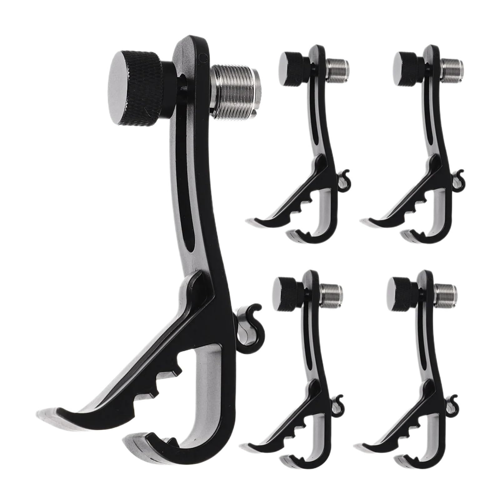 Universal Mikrofonhalter 5-teiliges Trommel-Mikrofon-Klemmen-Set, schwarze Halterung, Mikrofon-Halter-Clip, verstellbare Trommelfelge, Mikrofon-Halter, Klemme for Studio, Bühne