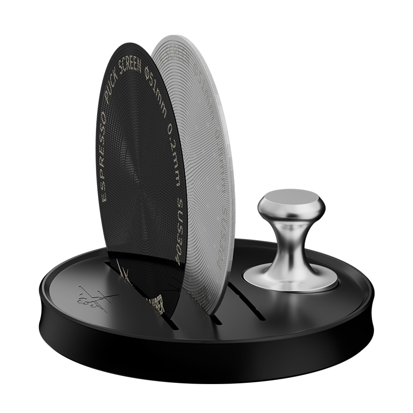 MHW-3BOMBER 51mm Espresso Puck Screen - 0.2mm Ultra Thin Espresso Puck - Metal Reusable Coffee Filter for Portafilter Basket 51mm - Puck Screen with Stand 3 Pack FG7050-OS