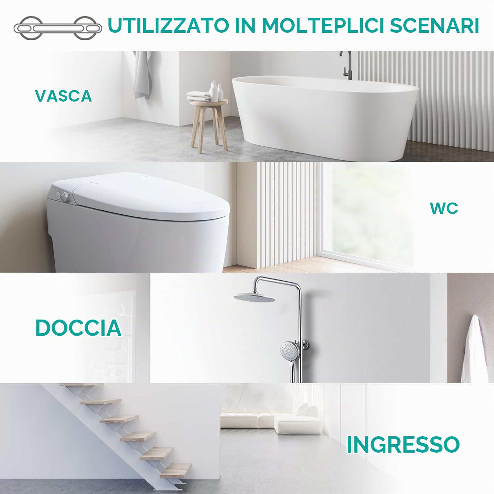 Maniglia Doccia per Anziani con Ventosa, Blu | Max 110 kg, Per Disabili, Senza Foratura, Handy Grasp Pro