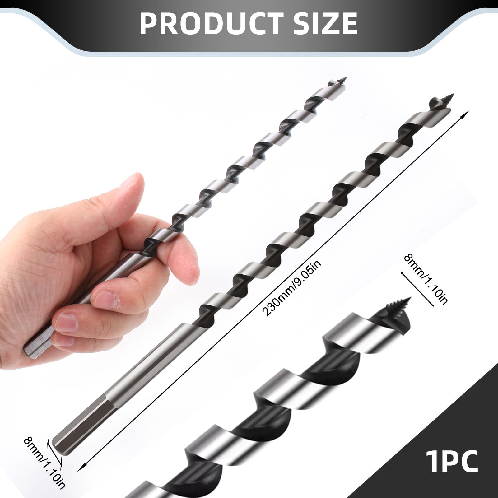 10mm X 235mm Long Wood Drill Bit Hexagonal Auger Hex Shank Straight Drill Bits High Grade Steel Cuts Shallow and Deep Holes in Wood Block Brick Tile and Plastic - Image 2