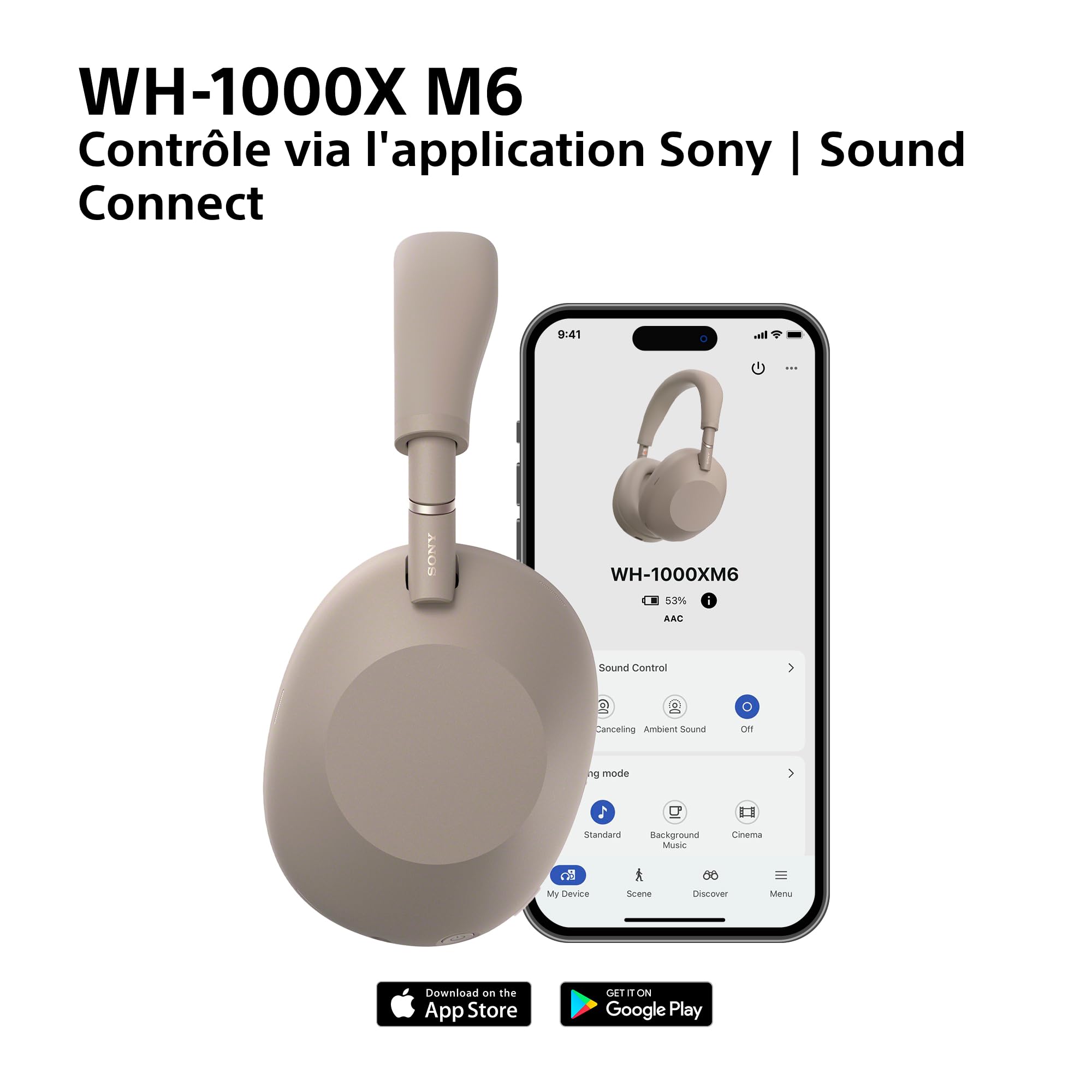Sony WH-1000XM6 Casque sans-Fil Bluetooth à réduction de Bruit Noir, Son Hi-Res Unique, Confortable, Conception Pliable, Etui résistant, 30h Autonomie, iOS & Android - Grès