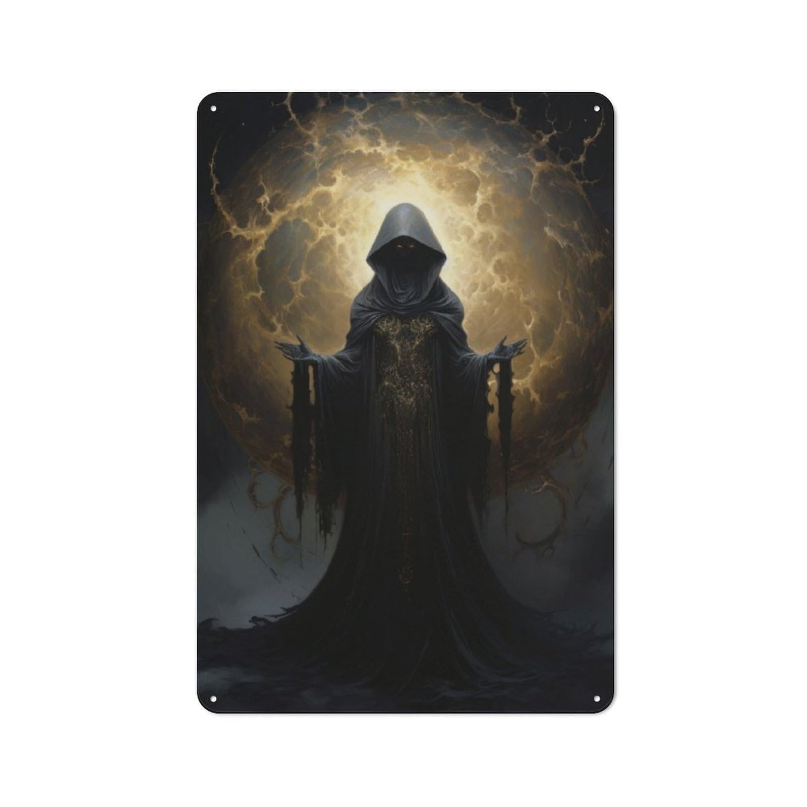 Junmoney Dark Sorceress Metal Plaque 30X20cm With For Workshop Wall, Retro Decor, For Garage, Workshop And Man Cave Decoration