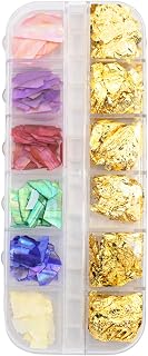 6 Madrepérola Multicolor e 6 Folhas Ouro Para Encapsulamento Decoração de Unha, Arte Sedução