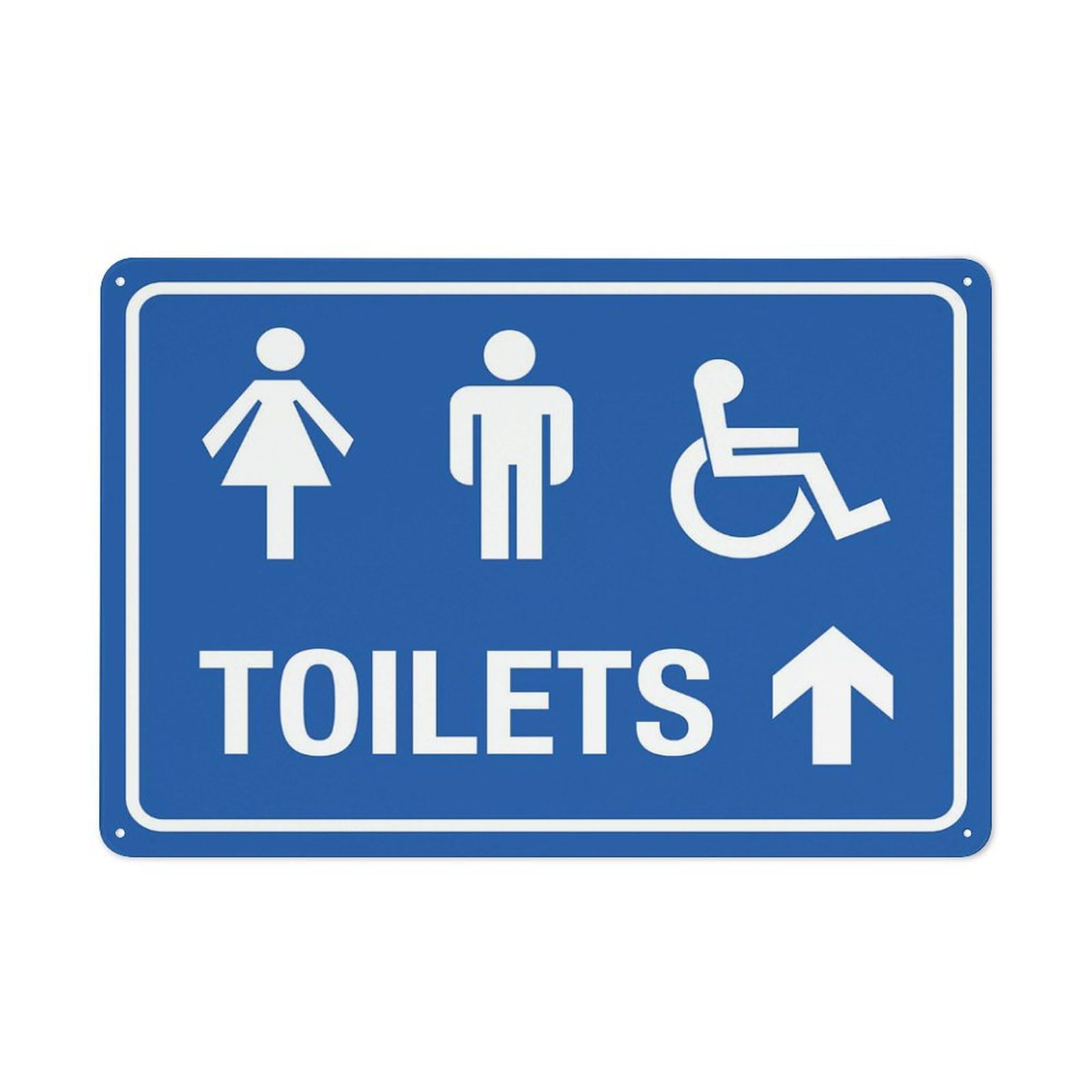 Unisex Disabled Toilet Arrow Up Sign 8"X12" Rust Free Aluminum Signs Outdoor, Metal Tin Sign For Home, Business, Yard