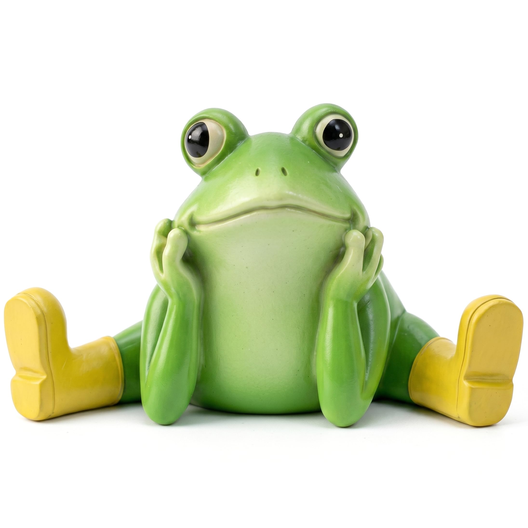 Pineeseatile Frog Garden Statue, Adorable Seated Frog Figurine With Yellow Boots, Patio Decorations Outdoor - Yellowish Green, Garden Decor