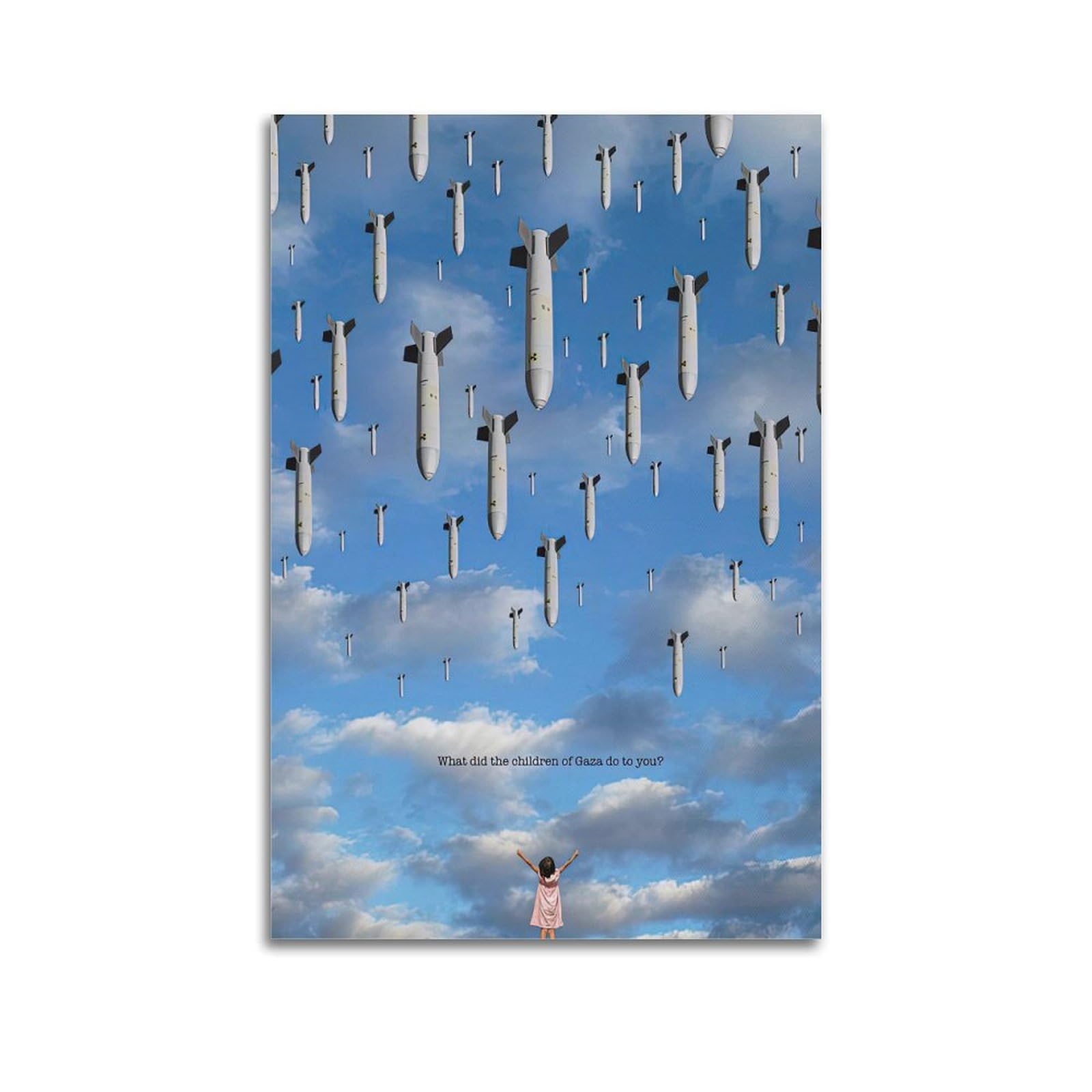 XKUGA Surrealist Anti-War Gaza Airstrikes Children Peace Poster Modern Decorative Canvas Prints - Ideal Wall Art for Family, Man Cave, Game Room, Boys & Girls Bedroom 16x24inch(40x60cm)
