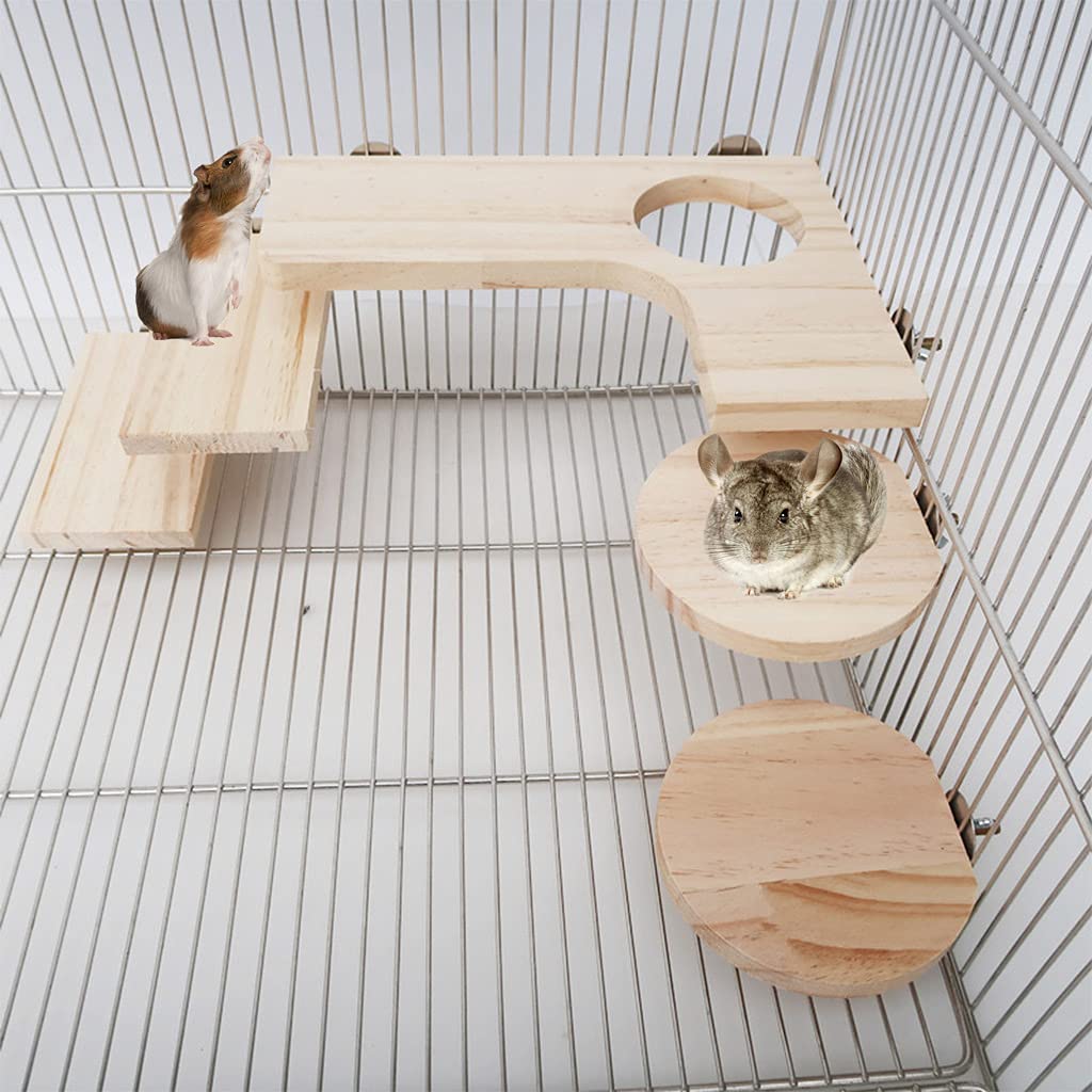 5-pak stojak z naturalnego drewna chomik platforma aktywność plac zabaw łatwy w instalacji