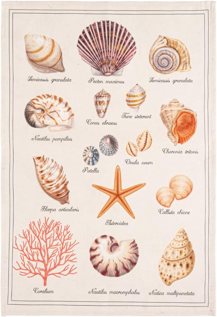 Coucke Sea Treasures 54% Cotton and 46% Linen Tea Towel in Cotton, 50X70 cm, Machine Washable