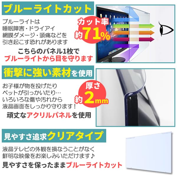 Amazon | ブルーライトカット テレビ保護パネル 65インチ 65型 固定