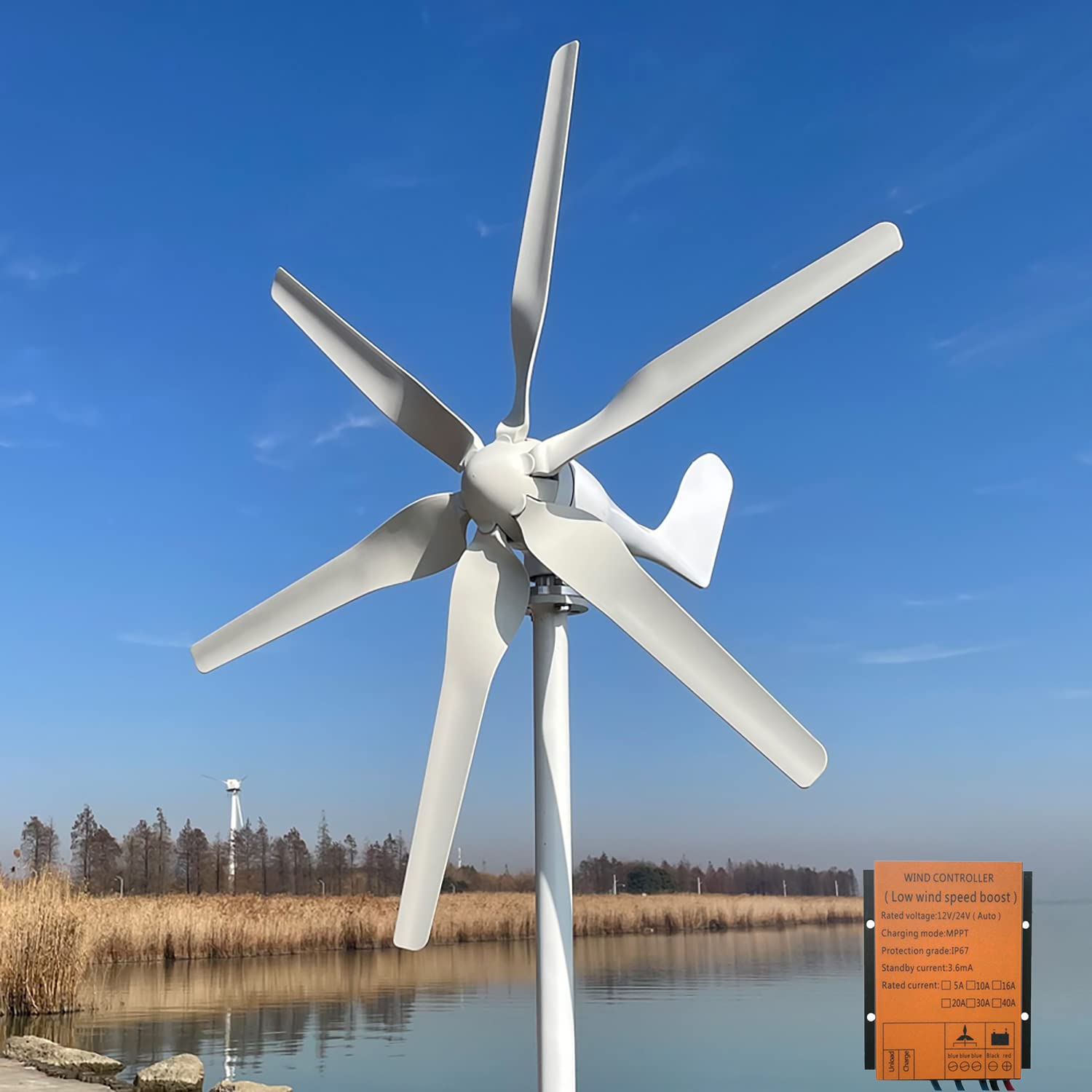 KX-ENERGIE 800W Windrad 12V – Horizontaler Windgenerator Mit MPPT-Regler, 6 Flügel, Für Haus, Hof & Inselanlagen