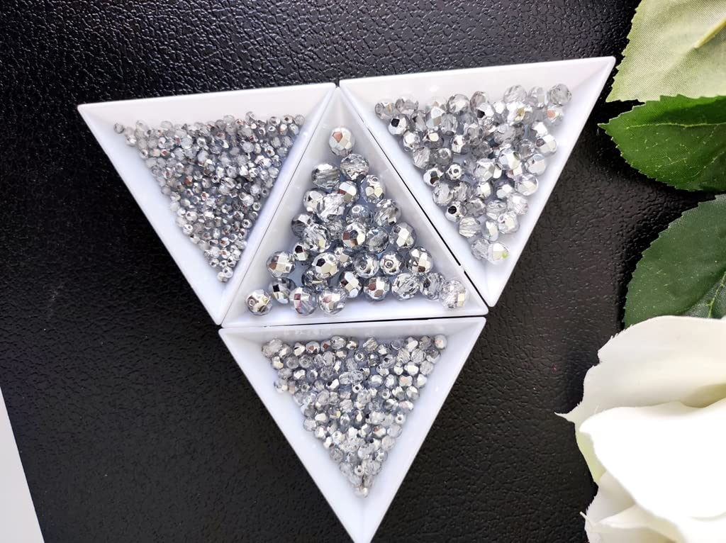 Perle Di Vetro Ceco Lucidate A Fuoco, Set Da 275 Pezzi, Colore Crystal Labrador, Dimensioni 3-4-6-8 Mm, Per Gioielli Fai Da Te
