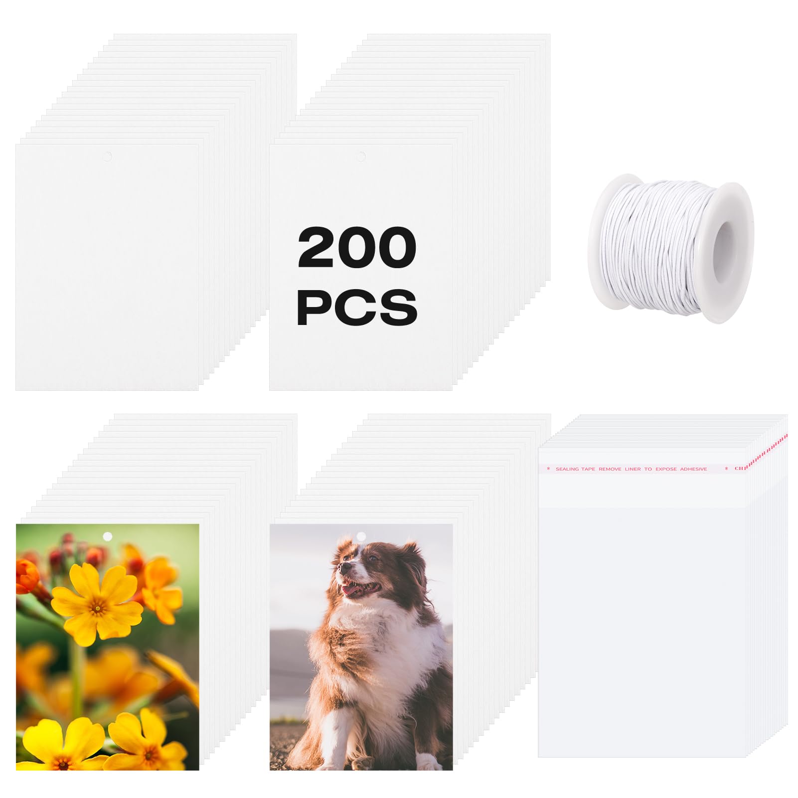 ZhouBoat 200 Pcs Sublimation Air Fresheners Blanks, Custom Photo Car Air Freshener, Sublimation Blanks Bulk DIY Scented Hanging Sheets Felt With 200