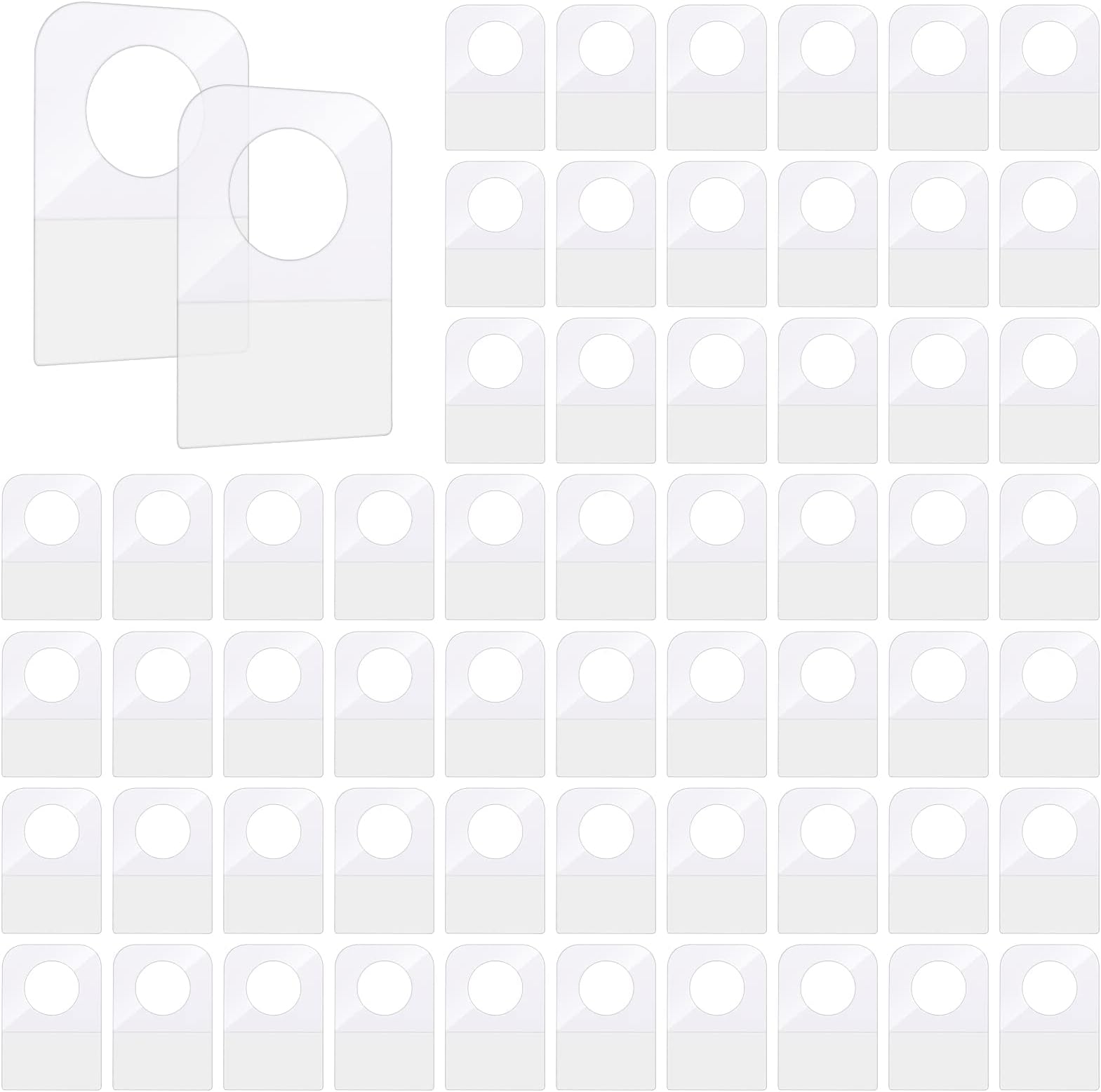 300 PCS Clear Self Adhesive Folding Hang Tabs, Plastic Round Slot Hole Sticky Hang Tabs for Store Retail Small Sale Items Display (1.3x0.9 Inch)
